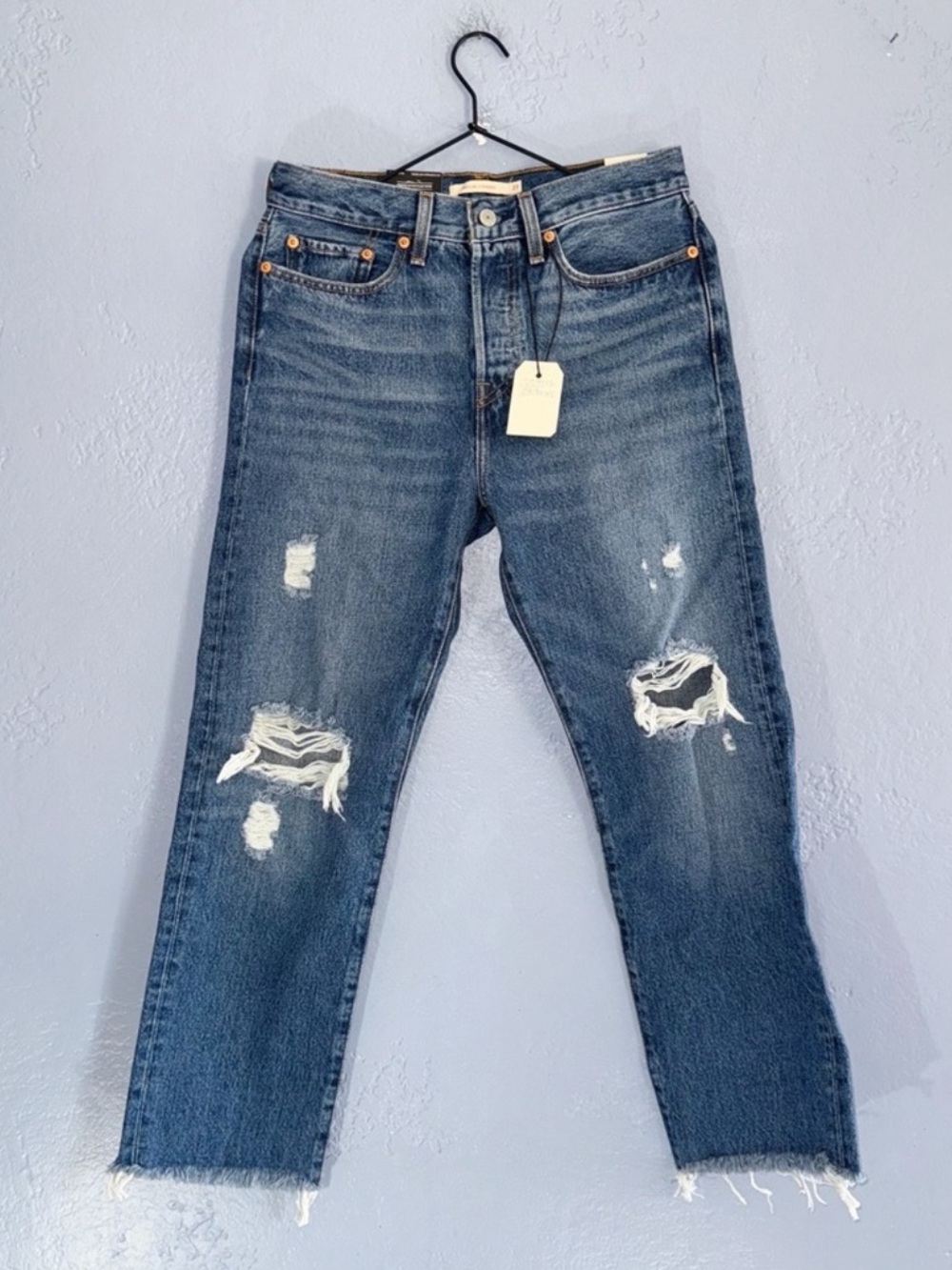 Levis Wedgie Straight Distress Jeans Size 27